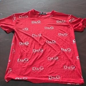 D&G Red Logo-Print Short Sleeve Tee